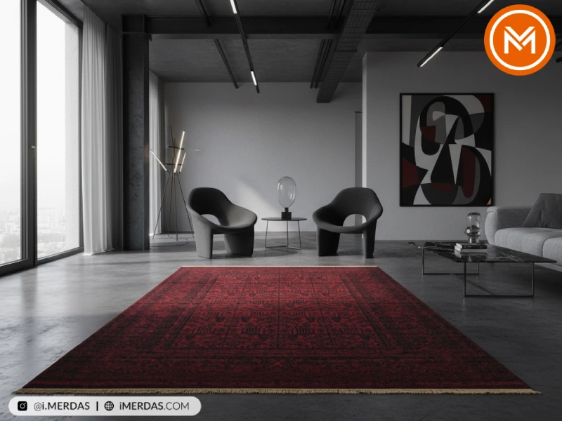 فرش گبه کد 4747 زمینه لاکی وینتیج