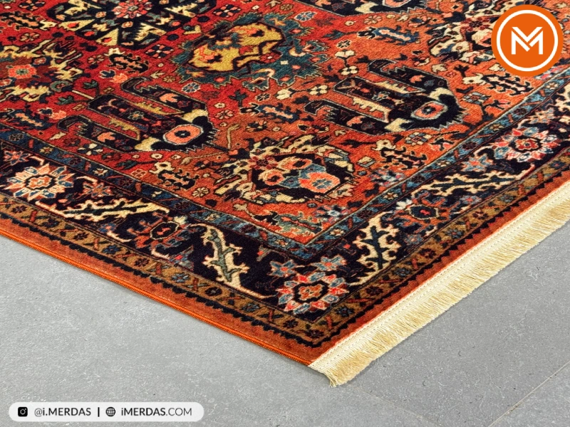 فرش کهنه نما کد 200536 زمینه لاکی