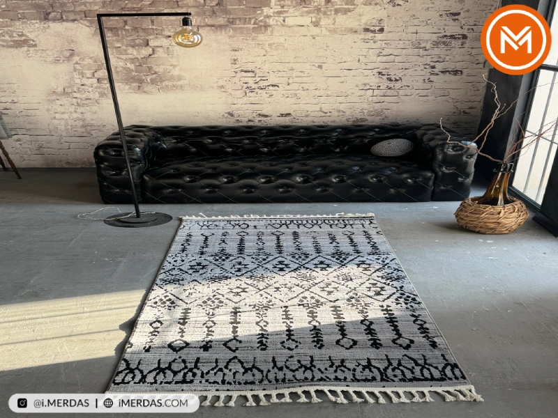 فرش مراکشی کد 41294 زمینه نقره ای