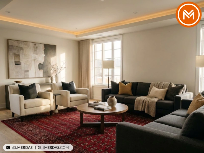 اصول کلی چیدمان مبل با فرش قرمز